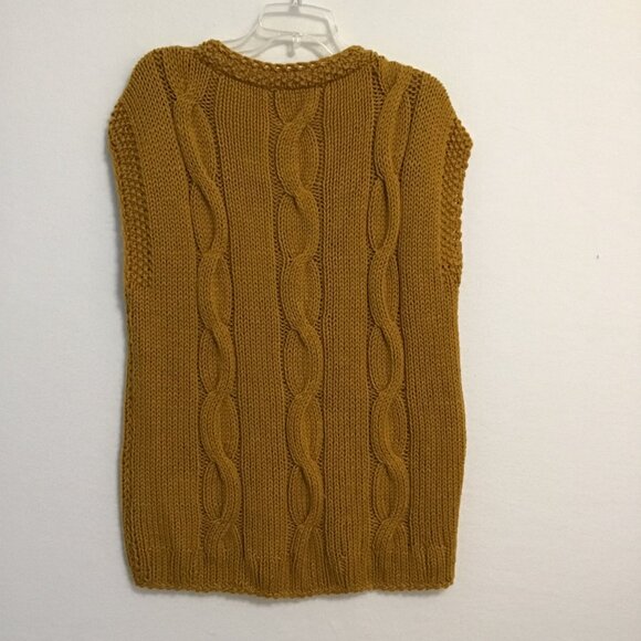 Handmade Cable Knit V-Neck Sleeveless Sweater Vest Size XL - Picture 10 of 11
